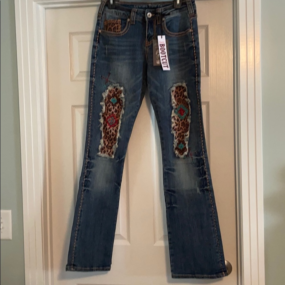 Cowgirl Tuff cheetah & Aztec print jeans. NWT - Picture 1 of 9